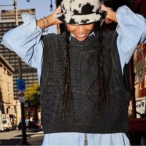 Free People | Take The Plunge charcoal knit sweater vest